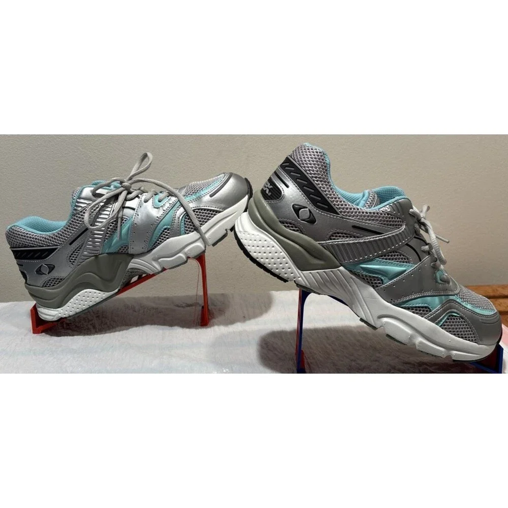 APEX BOSS Runner Orthotic Sneaker Shoe Silver/Sea Blue X527W Women's Size 10.5